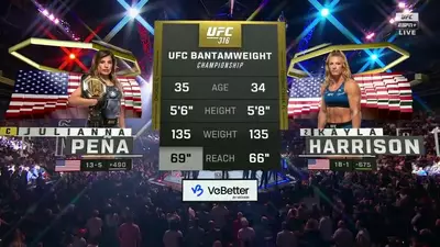Видео боя: Кайла Харрисон - Джулианна Пенья (UFC 316)