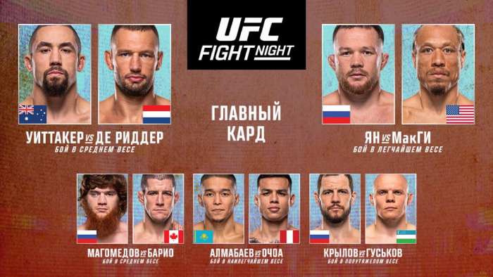 Результаты UFC on ABC 9: Роберт Уиттакер - Ренье де Риддер