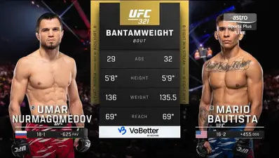 Видео боя: Умар Нурмагомедов - Марио Баутиста (25.10.2025)