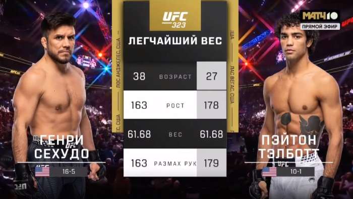 Видео боя: Генри Сехудо - Пейтон Талботт (07.12.2025)