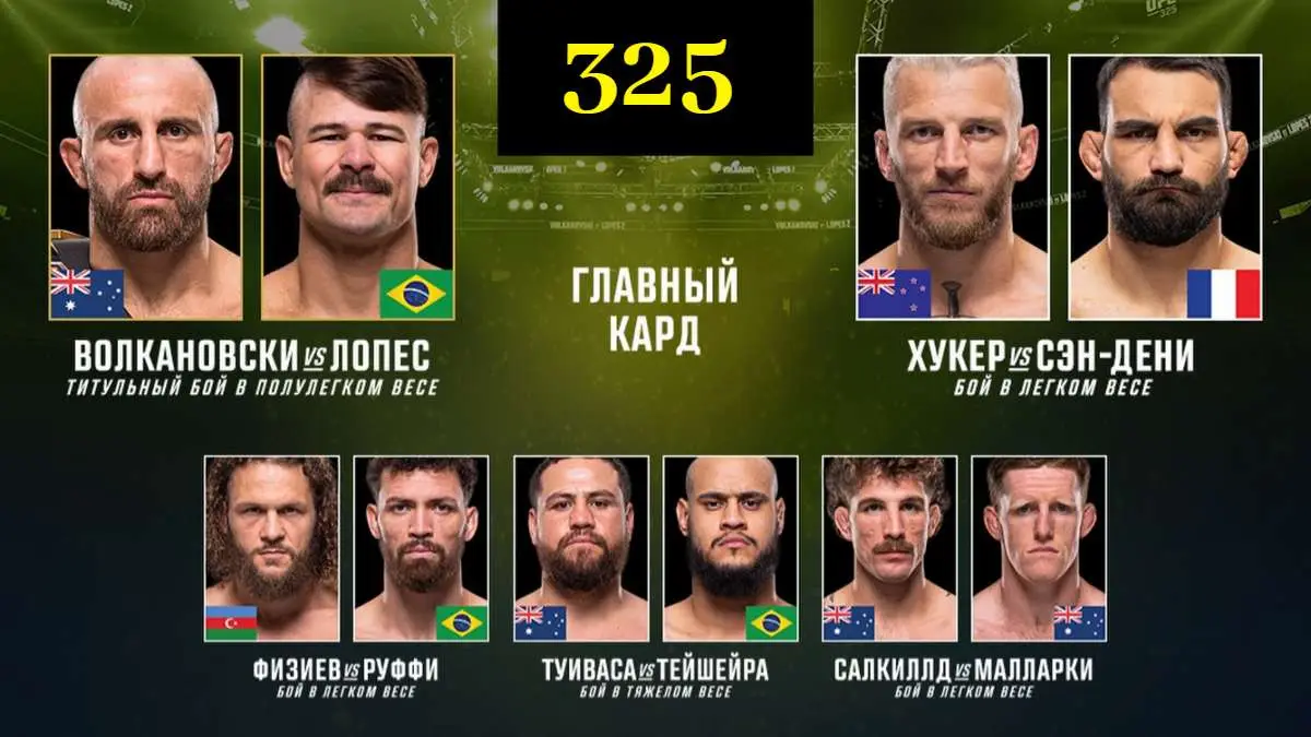 UFC 325 прямой эфир смотреть онлайн