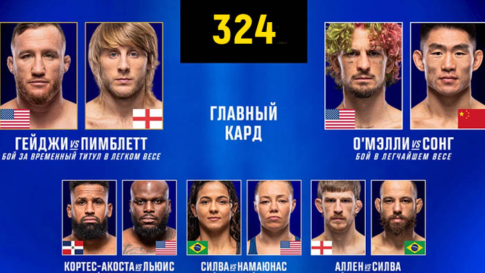 UFC 324 прямой эфир смотреть онлайн