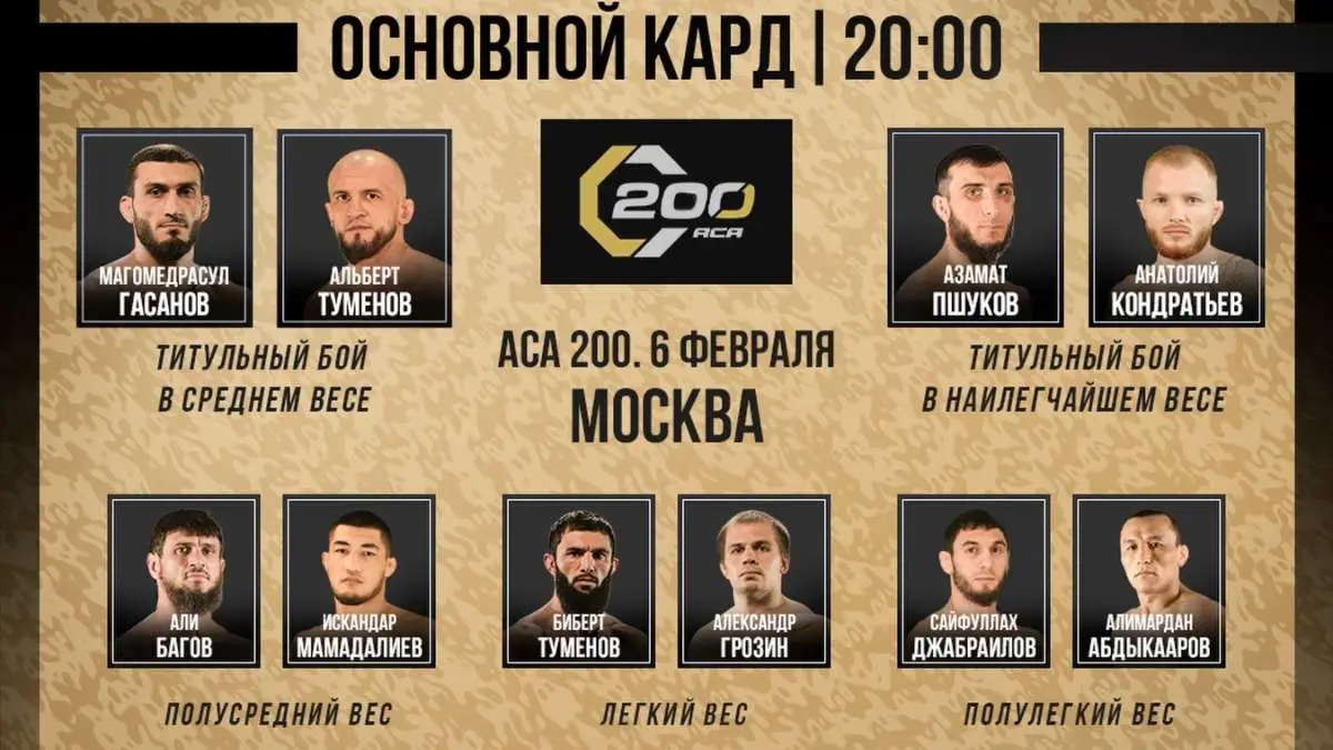 Результаты АСА 200: Магомедрасул Гасанов - Альберт Туменов