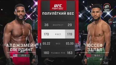 Видео боя: Алджамейн Стерлинг - Юсеф Залал (26.04.2026)