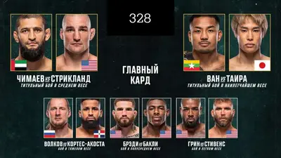 UFC 328 прямой эфир смотреть онлайн