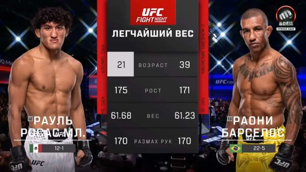 Видео боя: Рауль Росас - Раони Барселос (27.09.2026)
