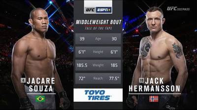 Видео боя: Джек Херманссон - Роналдо Соуза (UFC Fight Night 150)