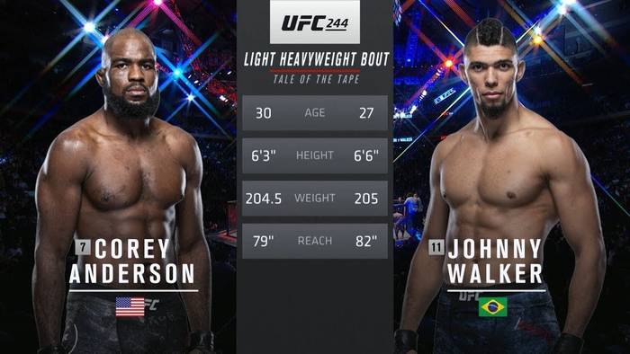 Видео боя: Кори Андерсон - Джонни Уокер (UFC 244) Видео боя: Кори Андерсон - Джонни Уокер (UFC 244)