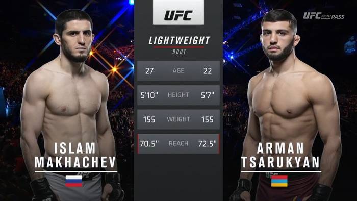 Видео боя: Ислам Махачев - Арман Царукян (UFC Fight Night 149)