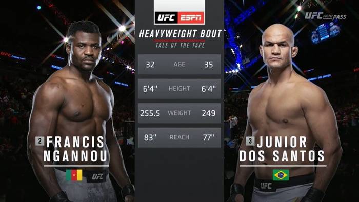 Видео боя: Фрэнсис Нганну - Джуниор Дос Сантос (UFC on ESPN 3)