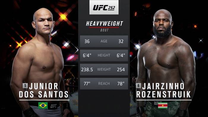 Видео боя: Жаирзиньо Розенстрайк - Джуниор дос Сантос (UFC 252)
