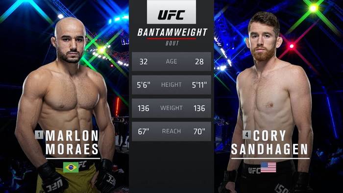 Видео боя: Кори Сэндхаген - Марлон Мораес (UFC Fight Night 179)