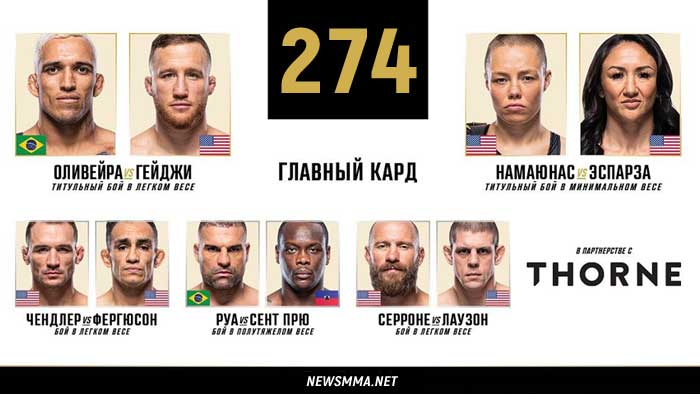 UFC 274 прямой эфир смотреть онлайн