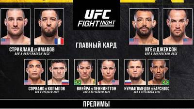 Результаты UFC Fight Night 217: Шон Стриклэнд - Нассурдин Имавов