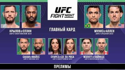 Результаты UFC Fight Night 220: Никита Крылов - Райан Спэнн