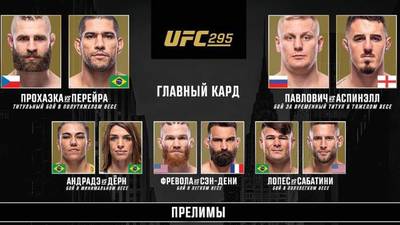 UFC 295 прямой эфир смотреть онлайн