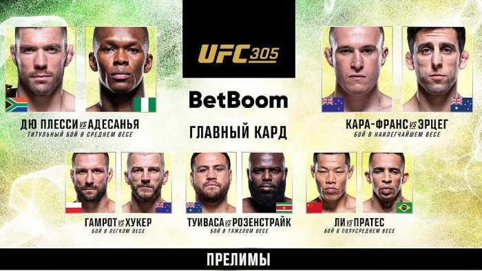 Результаты UFC 305: Исраэль Адесанья - Дрикус дю Плесси